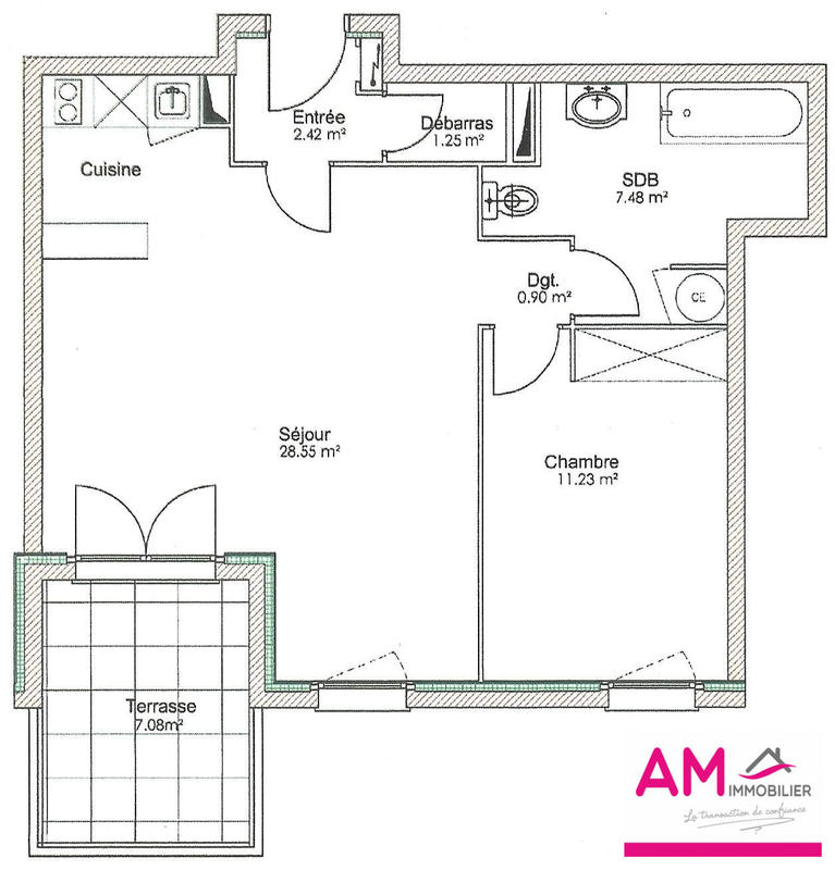 Appartement - 50 m² - 2 pièces