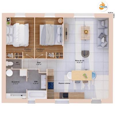 Maison - 65 m² - 4 pièces