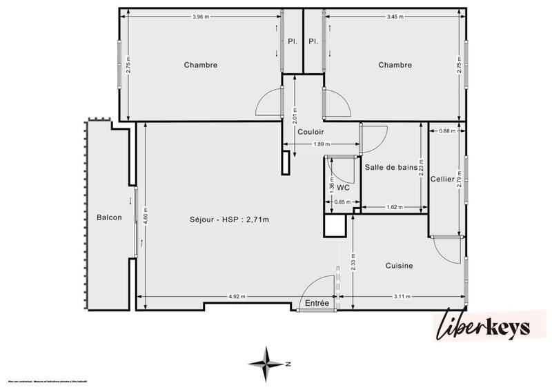 Appartement - 62 m² - 3 pièces