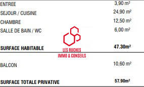 Appartement - 47 m² - 2 pièces