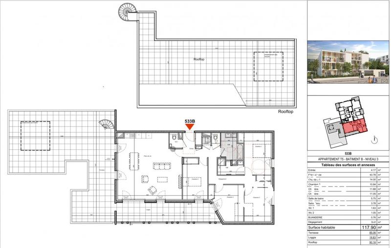 Appartement - 117 m² - 5 pièces