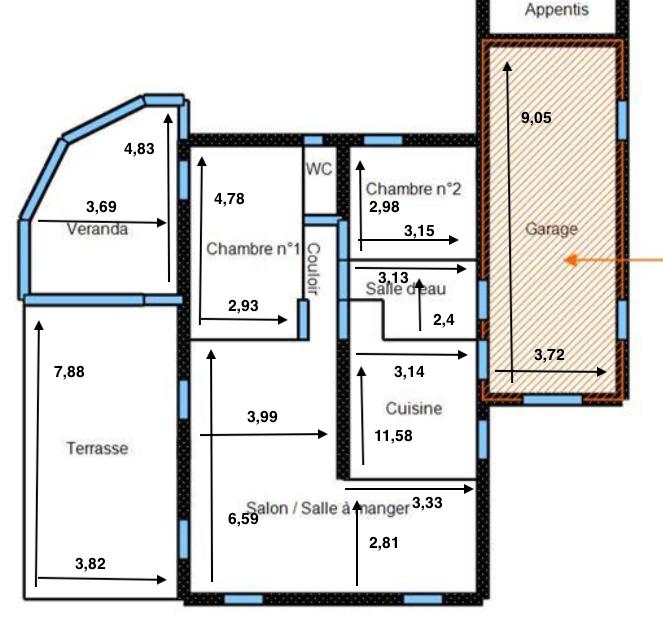 Maison - 93 m² - 4 pièces