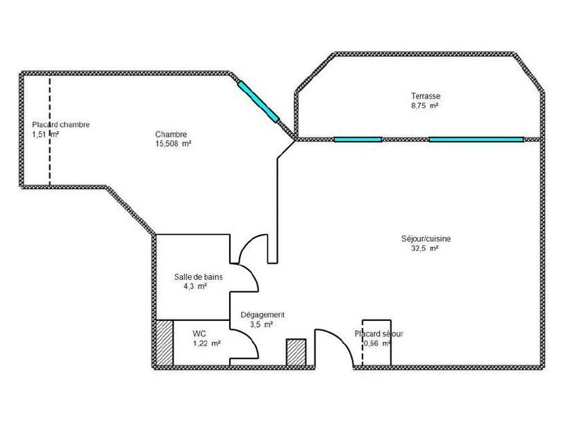 Appartement - 59 m² - 2 pièces