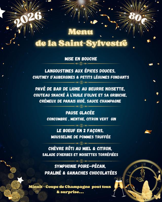 Menu de la St Sylvestre à la Ferme de Huchet