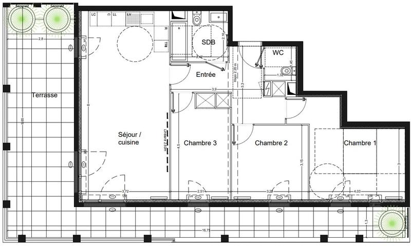 Appartement - 82 m² - 4 pièces