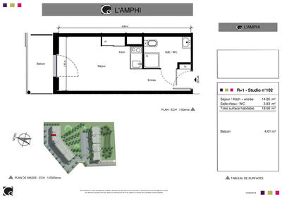 Appartement - 19 m² - 1 pièce