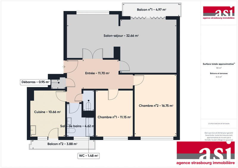 Appartement - 90 m² - 4 pièces