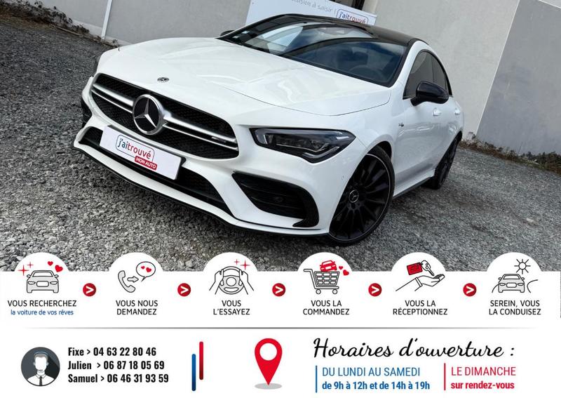 Mercedes Cla 35 Amg 306cv 4matic 7g-Dct *39.000km*Moteur à chaîne*Entretien jour chez Mercedes*Ct Ok*Pack Performance*Sièges Performance chauffants*Virtual Cockpit*Chargeur induction*Échappement Sport+ clapets*Toit ouvrant*Amg Dynamics*