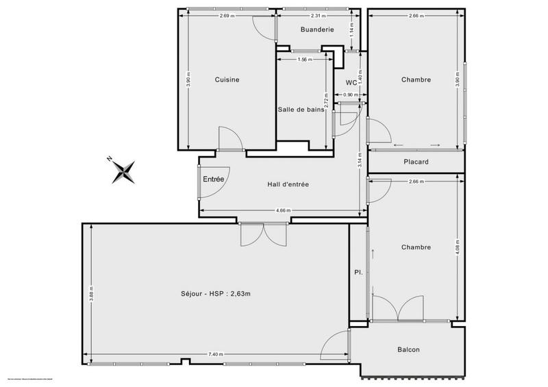 Appartement - 76 m² - 3 pièces