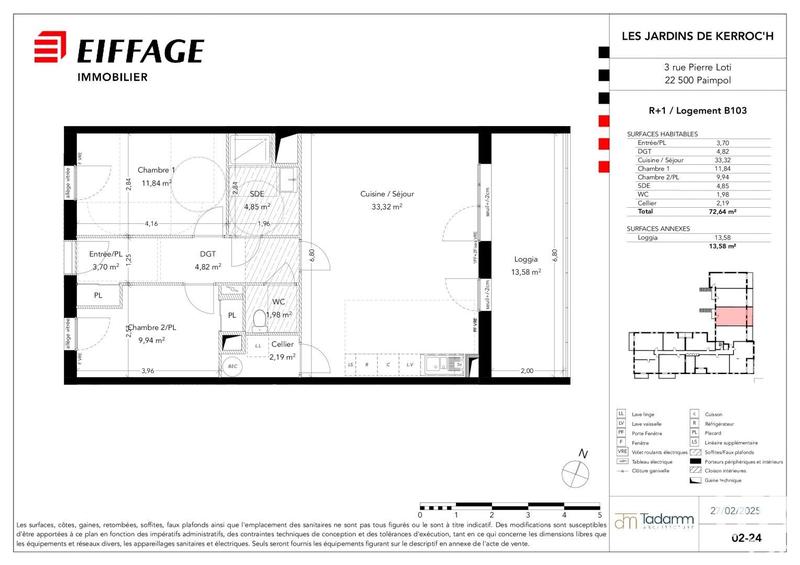 Appartement - 72 m² - 3 pièces
