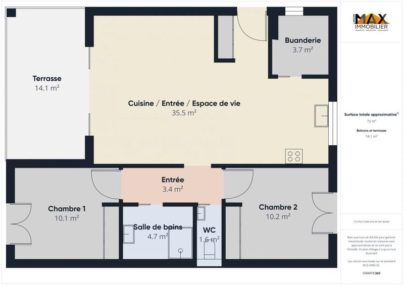 Maison - 72 m² - 3 pièces