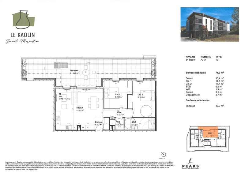 Appartement - 71 m² - 3 pièces