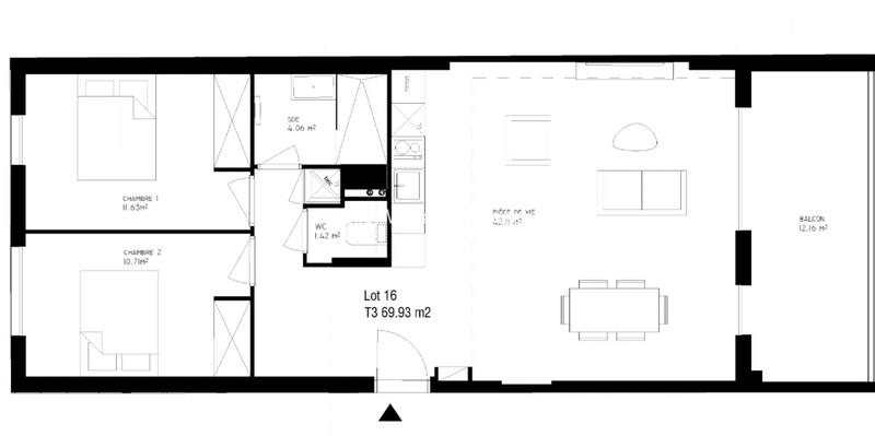 Appartement - 70 m² - 3 pièces