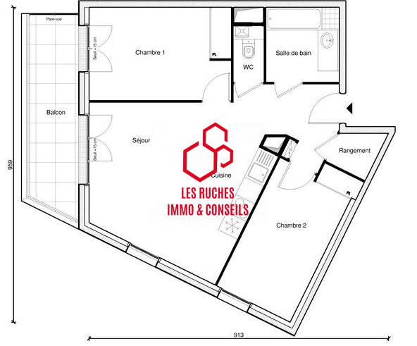 Appartement - 61 m² - 3 pièces