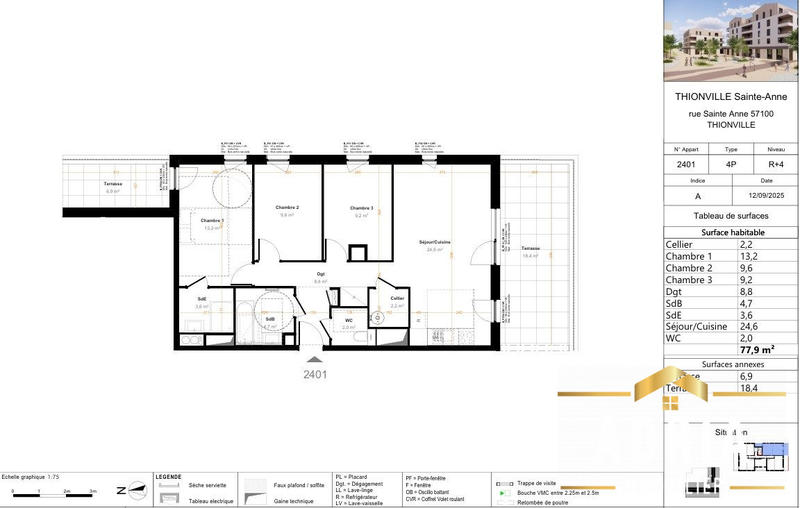 Appartement - 83 m² - 4 pièces