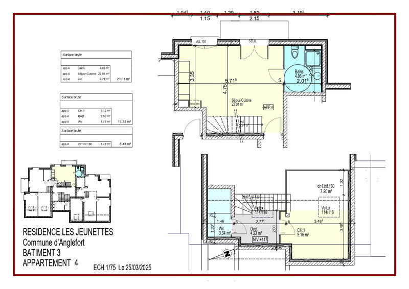 Duplex - 46 m² - 2 pièces