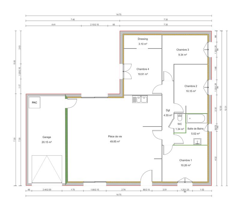 Maison - 95 m² - 5 pièces