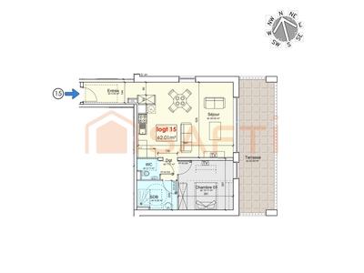 Appartement - 62 m² - 2 pièces