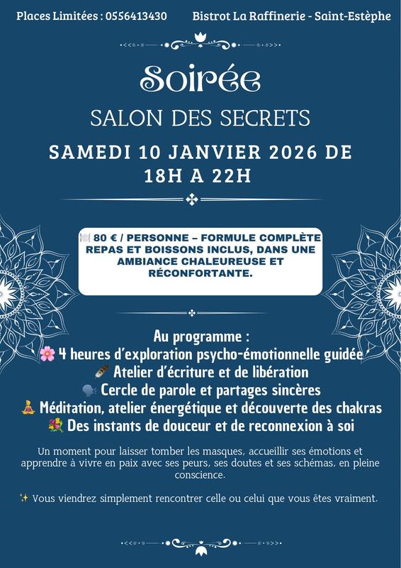 Soirée &quot;Salon des Secrets&quot; à la Raffinerie