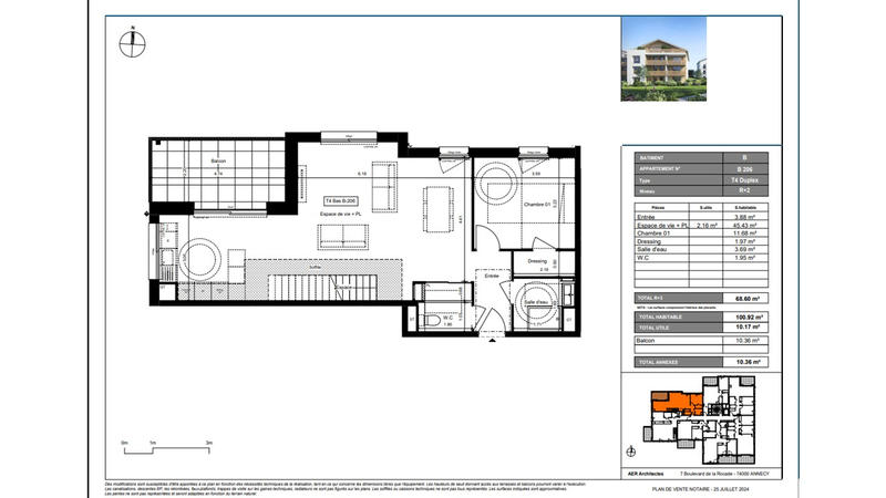 Appartement - 101 m² - 4 pièces