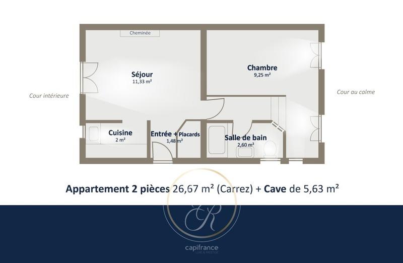 Appartement - 27 m² - 2 pièces