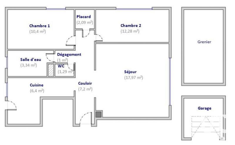 Appartement - 62 m² - 3 pièces