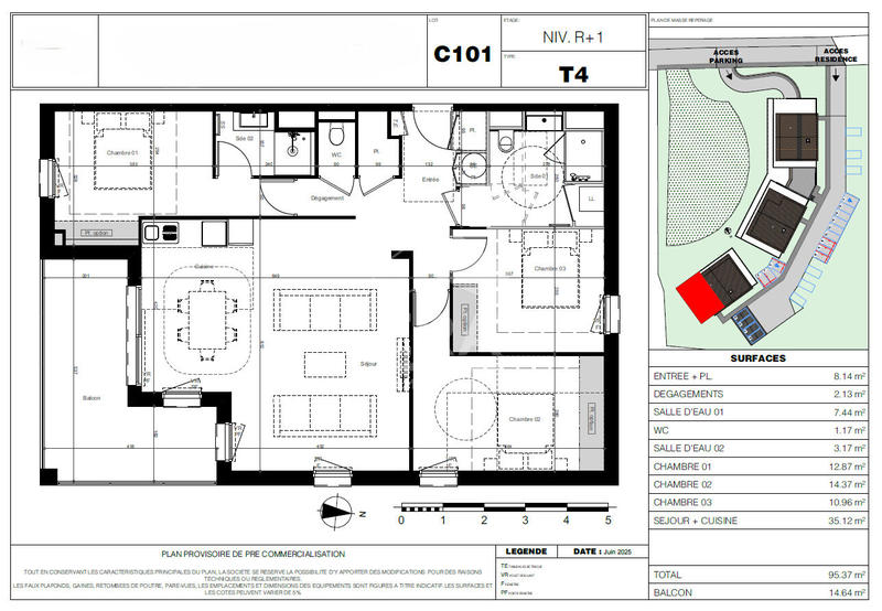Appartement - 96 m² - 4 pièces