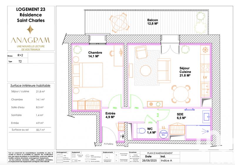 Appartement - 51 m² - 2 pièces