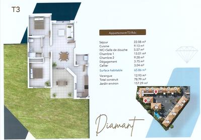 Appartement - 66 m² - 3 pièces