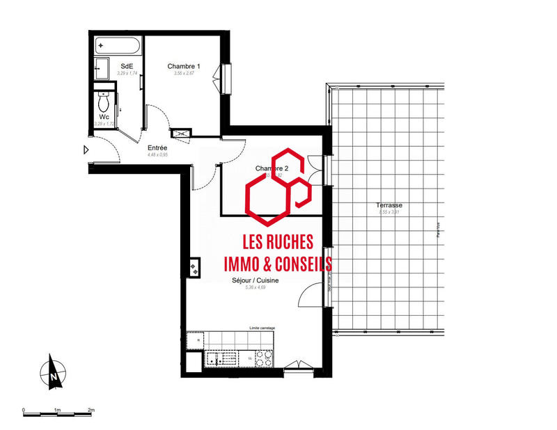Appartement - 56 m² - 3 pièces