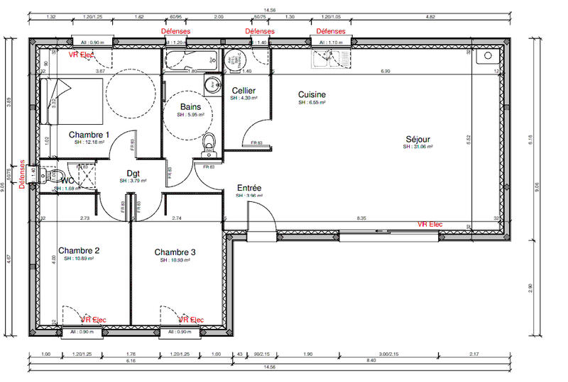 Maison - 90 m² - 4 pièces