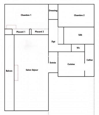 Appartement - 72 m² - 3 pièces
