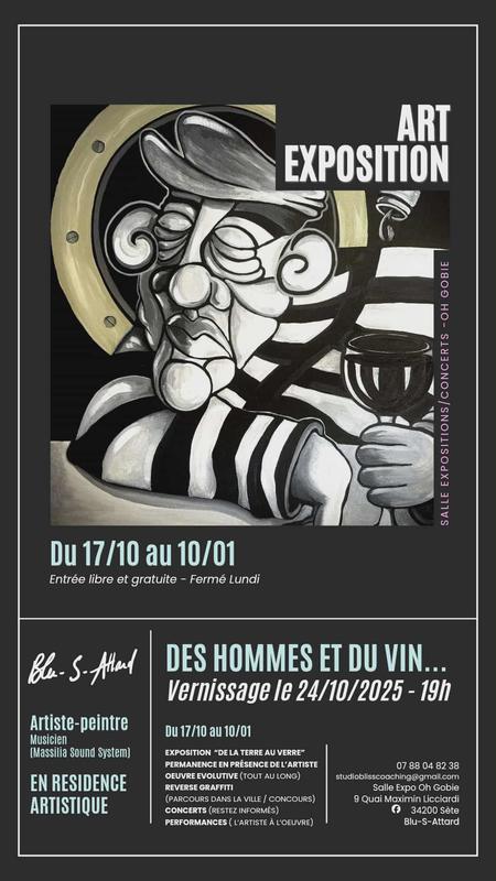 Exposition "Des hommes et du vin" de la terre au verre de l'artiste peintre Blu-S-Attard