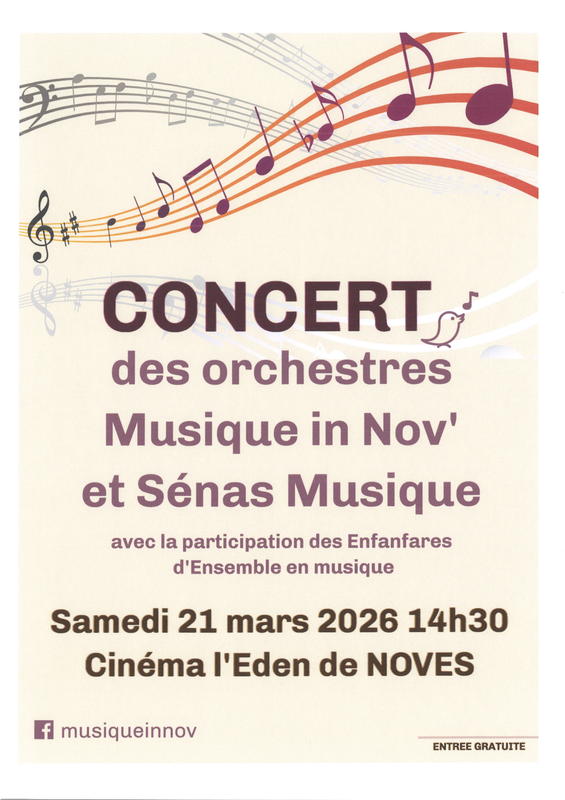Concert des orchestres Musique in Nov' et Sénas Musique