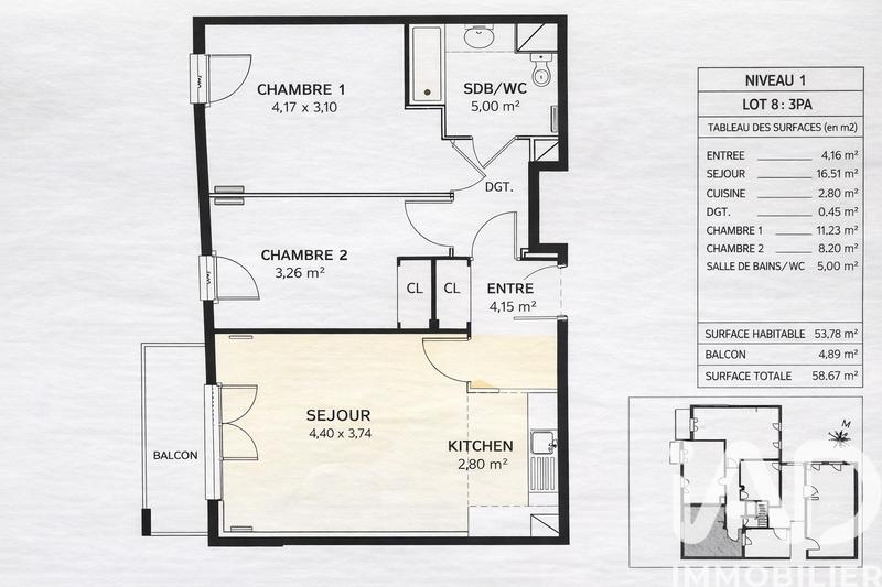 Appartement - 54 m² - 3 pièces