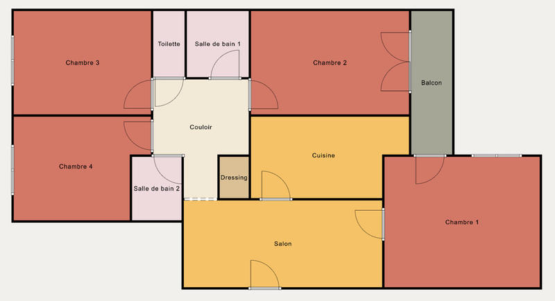 Chambre - 25 m² - 4 pièces