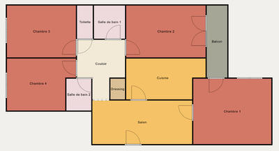 Chambre - 25 m² - 4 pièces