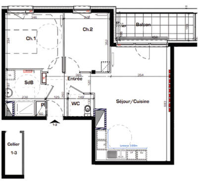 Appartement - 60 m² - 3 pièces