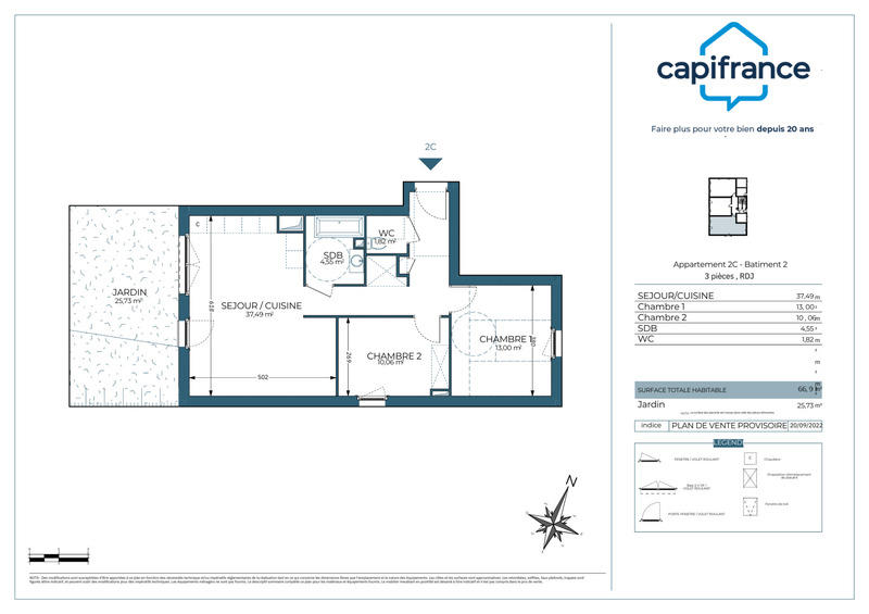 Appartement - 68 m² - 3 pièces