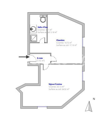 Appartement - 37 m² - 2 pièces