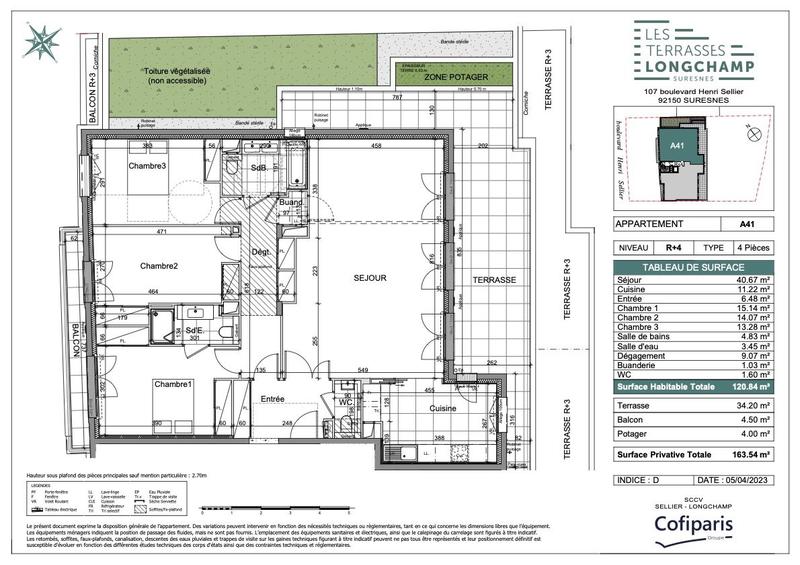 Appartement - 120 m² - 4 pièces