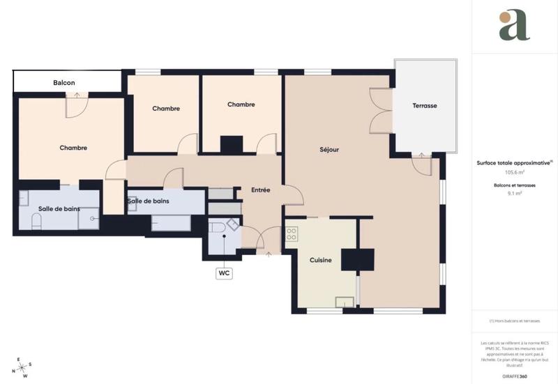 Appartement ancien - 105 m² - 5 pièces