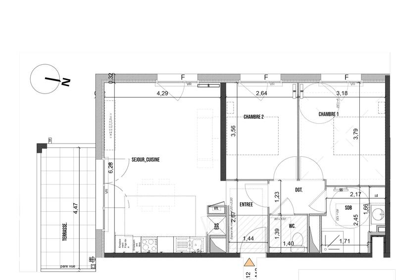 Appartement - 61 m² - 3 pièces