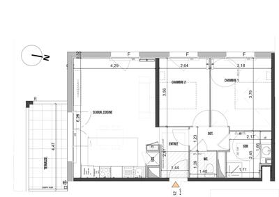 Appartement - 61 m² - 3 pièces