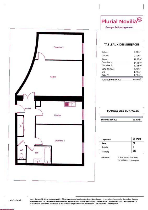 Appartement - 69 m² - 3 pièces