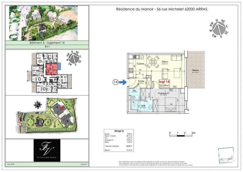 Appartement - 53 m² - 2 pièces
