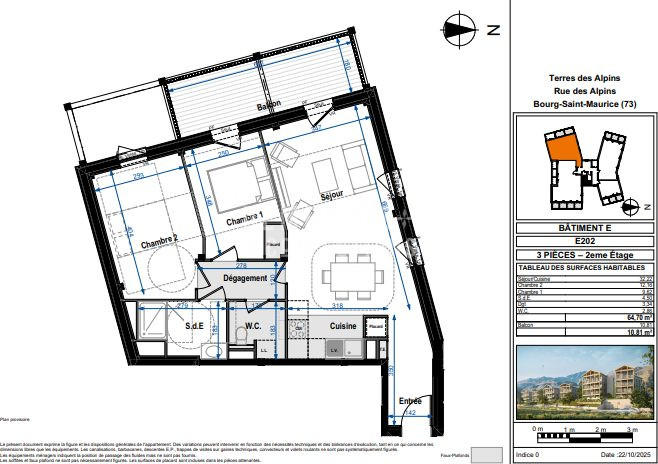 Appartement - 65 m² - 3 pièces