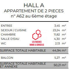 Appartement - 45 m² - 2 pièces