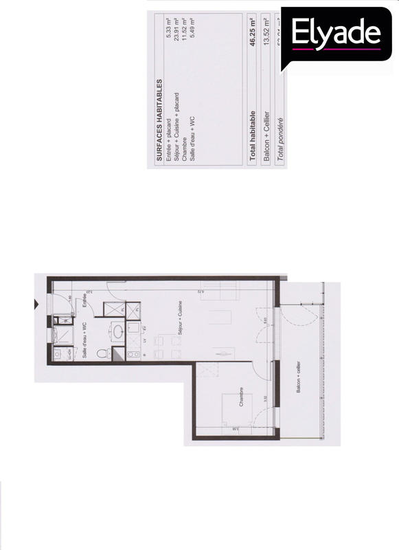 Appartement - 46 m² - 2 pièces