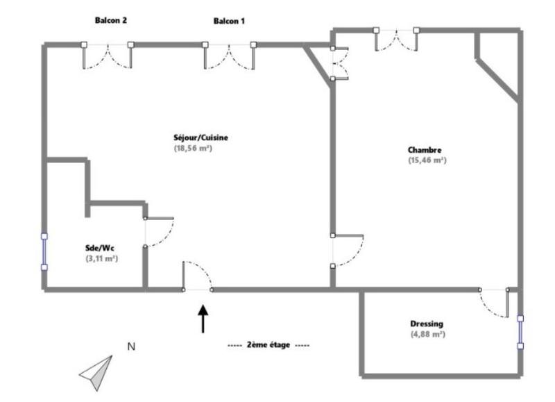 Appartement - 42 m² - 2 pièces